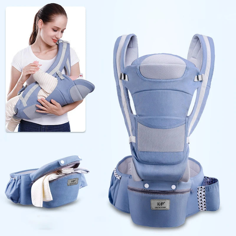 Mochila Portabebés Ergonómica 3 en 1 con Asiento de Cadera y Soporte Lumbar – Modelo Kangaroo 2026