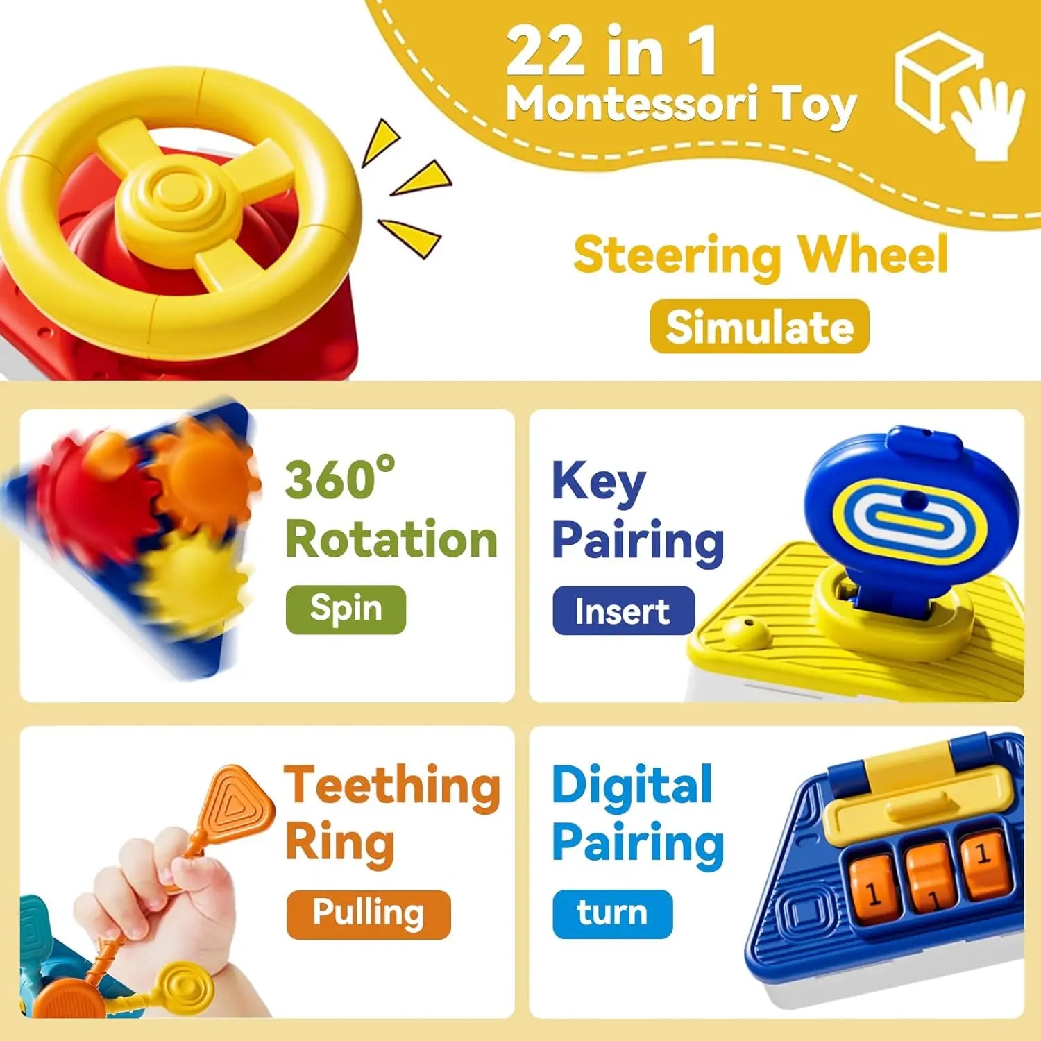 Busy Board para Bebés, Juguetes Sensoriales Montessori