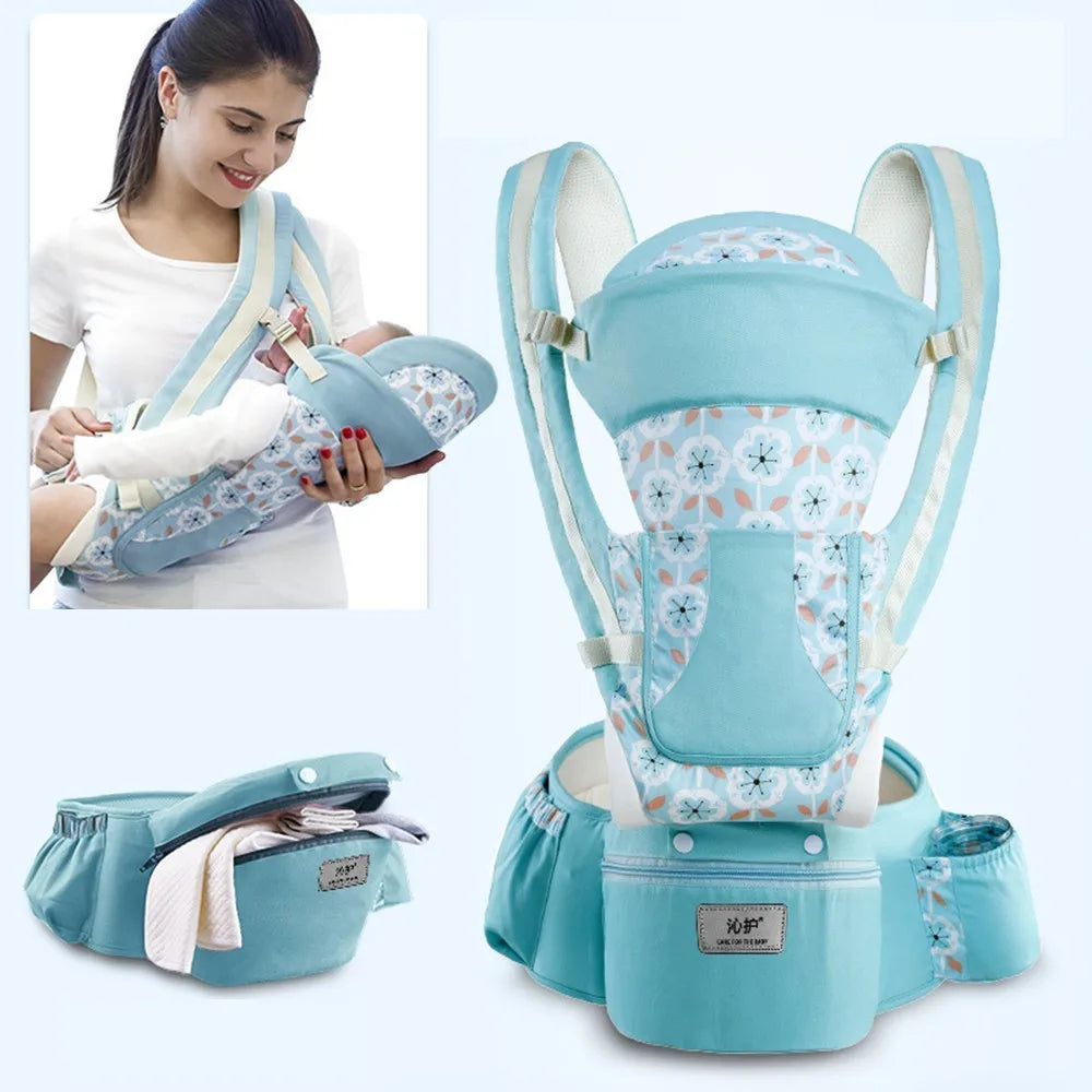 Mochila Portabebés Ergonómica 3 en 1 con Asiento de Cadera y Soporte Lumbar – Modelo Kangaroo 2026