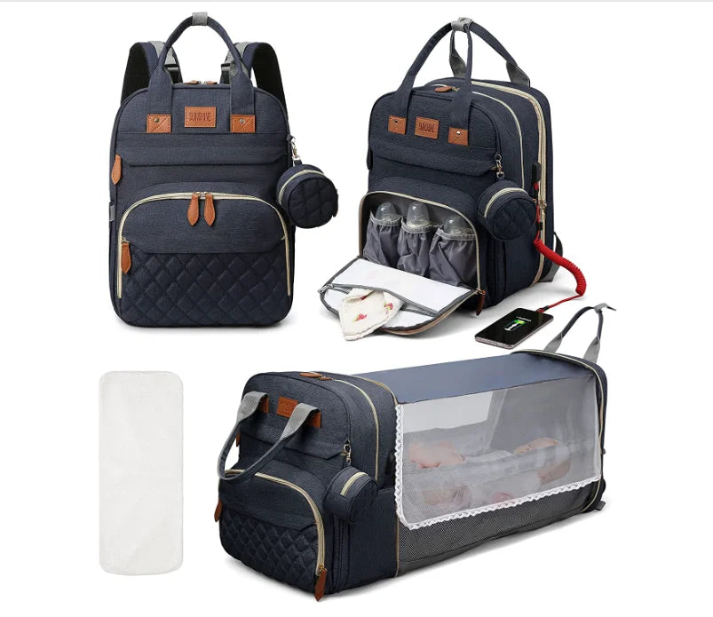 Mochila Portátil para Bebé con Cama Extensible – Bolso de Viaje Impermeable y Cambiador 3 en 1