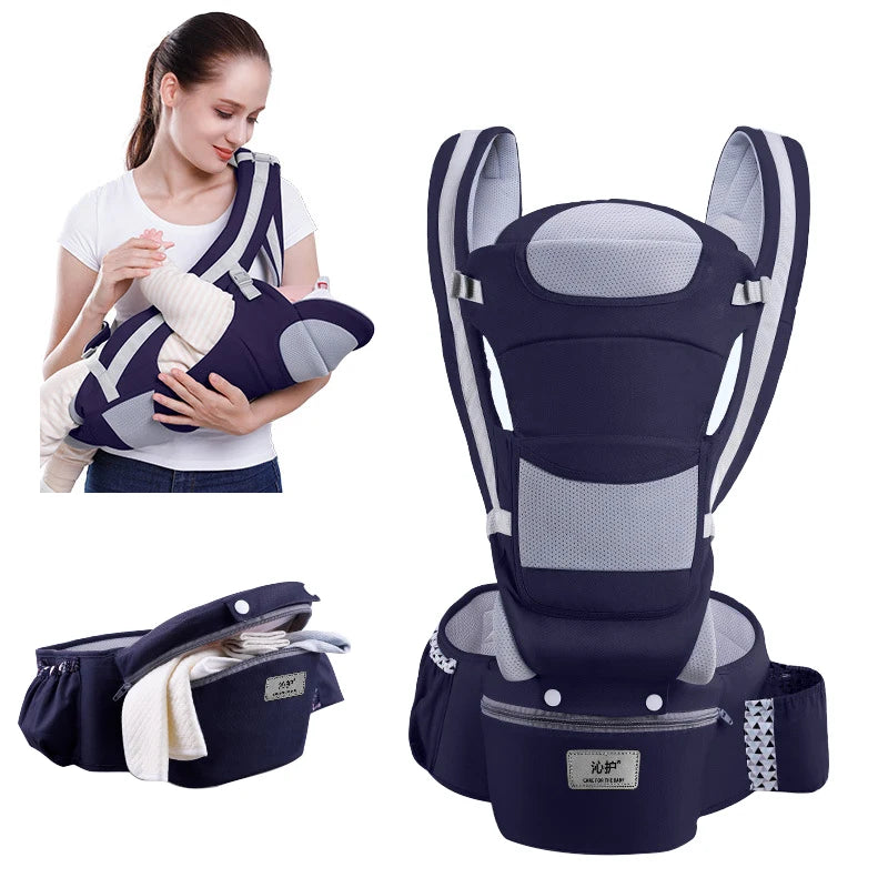 Mochila Portabebés Ergonómica 3 en 1 con Asiento de Cadera y Soporte Lumbar – Modelo Kangaroo 2026
