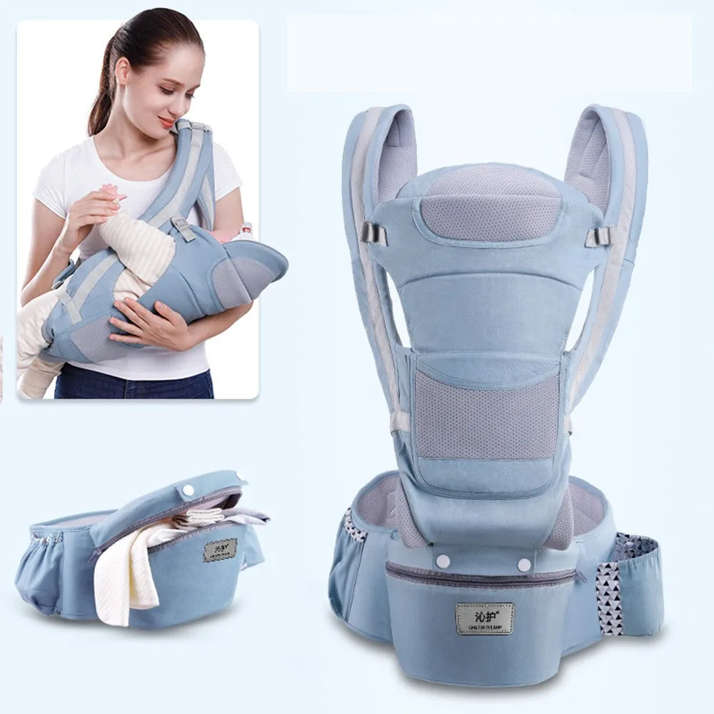 Mochila Portabebés Ergonómica 3 en 1 con Asiento de Cadera y Soporte Lumbar – Modelo Kangaroo 2026