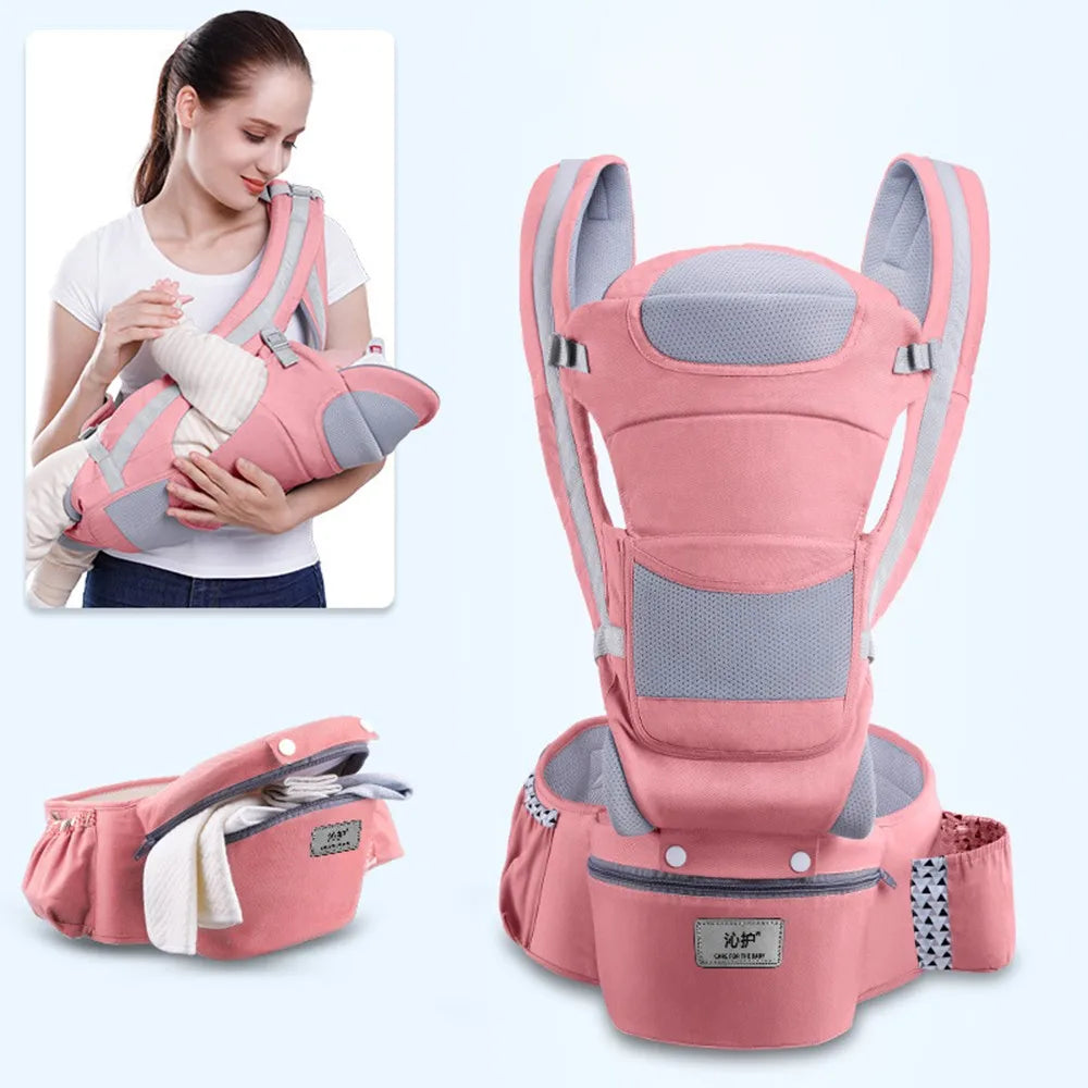 Mochila Portabebés Ergonómica 3 en 1 con Asiento de Cadera y Soporte Lumbar – Modelo Kangaroo 2026