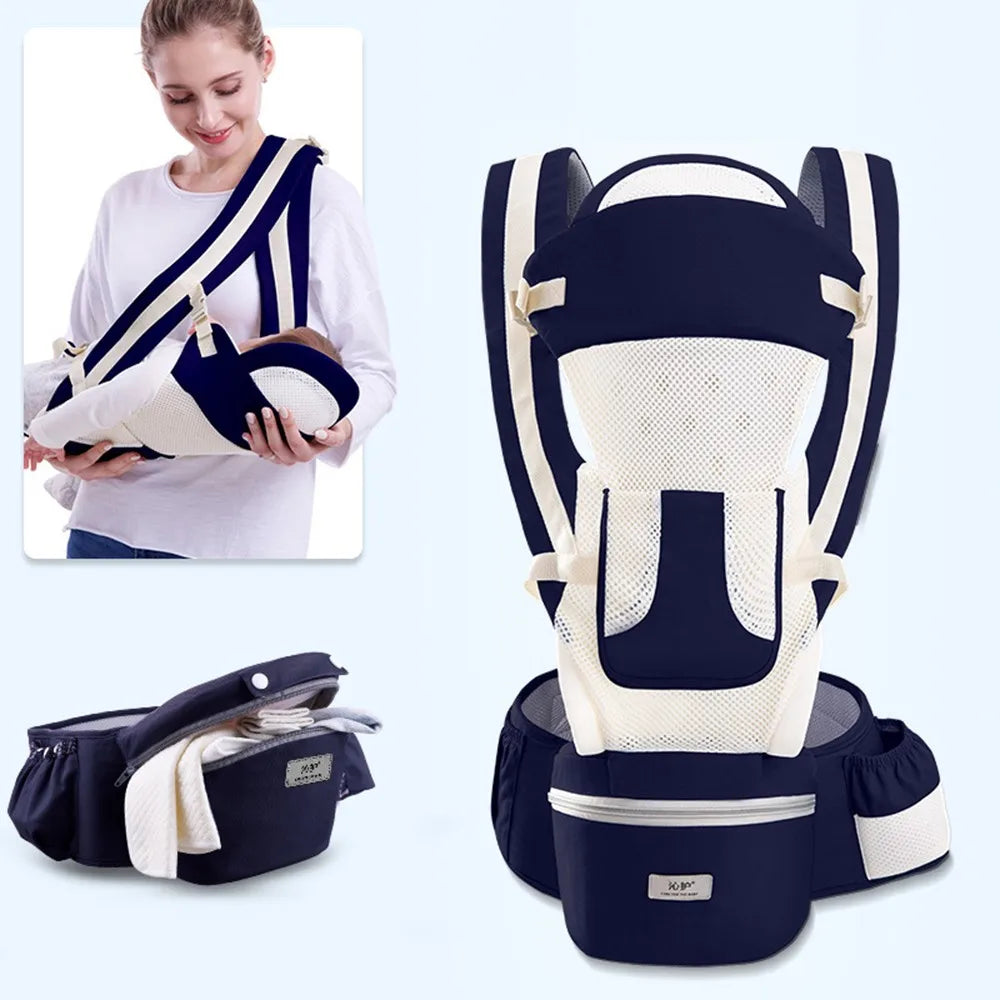 Mochila Portabebés Ergonómica 3 en 1 con Asiento de Cadera y Soporte Lumbar – Modelo Kangaroo 2026