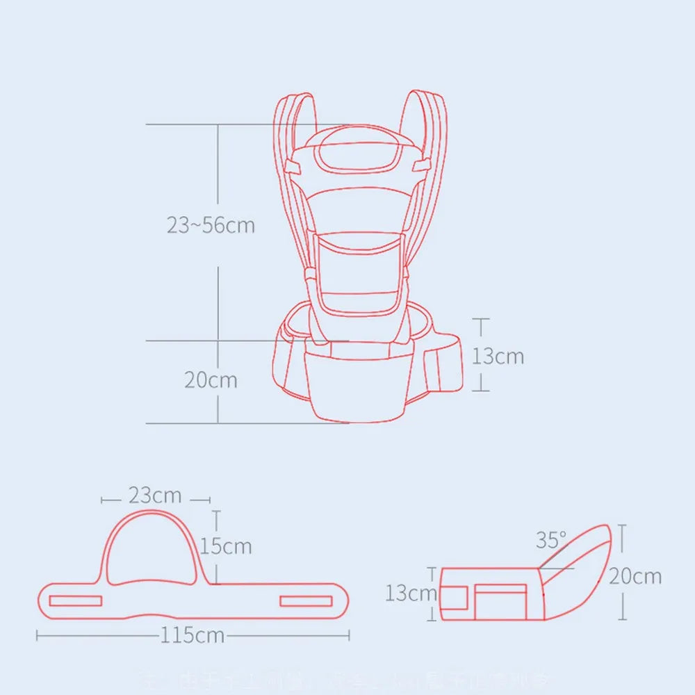 Mochila Portabebés Ergonómica 3 en 1 con Asiento de Cadera y Soporte Lumbar – Modelo Kangaroo 2026