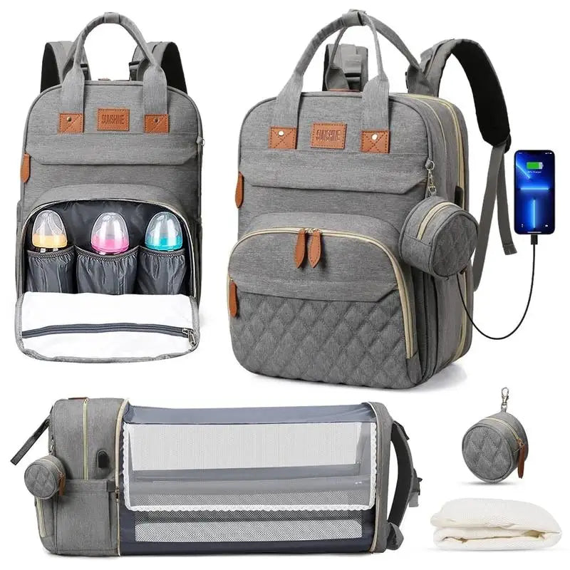 Mochila Portátil para Bebé con Cama Extensible – Bolso de Viaje Impermeable y Cambiador 3 en 1