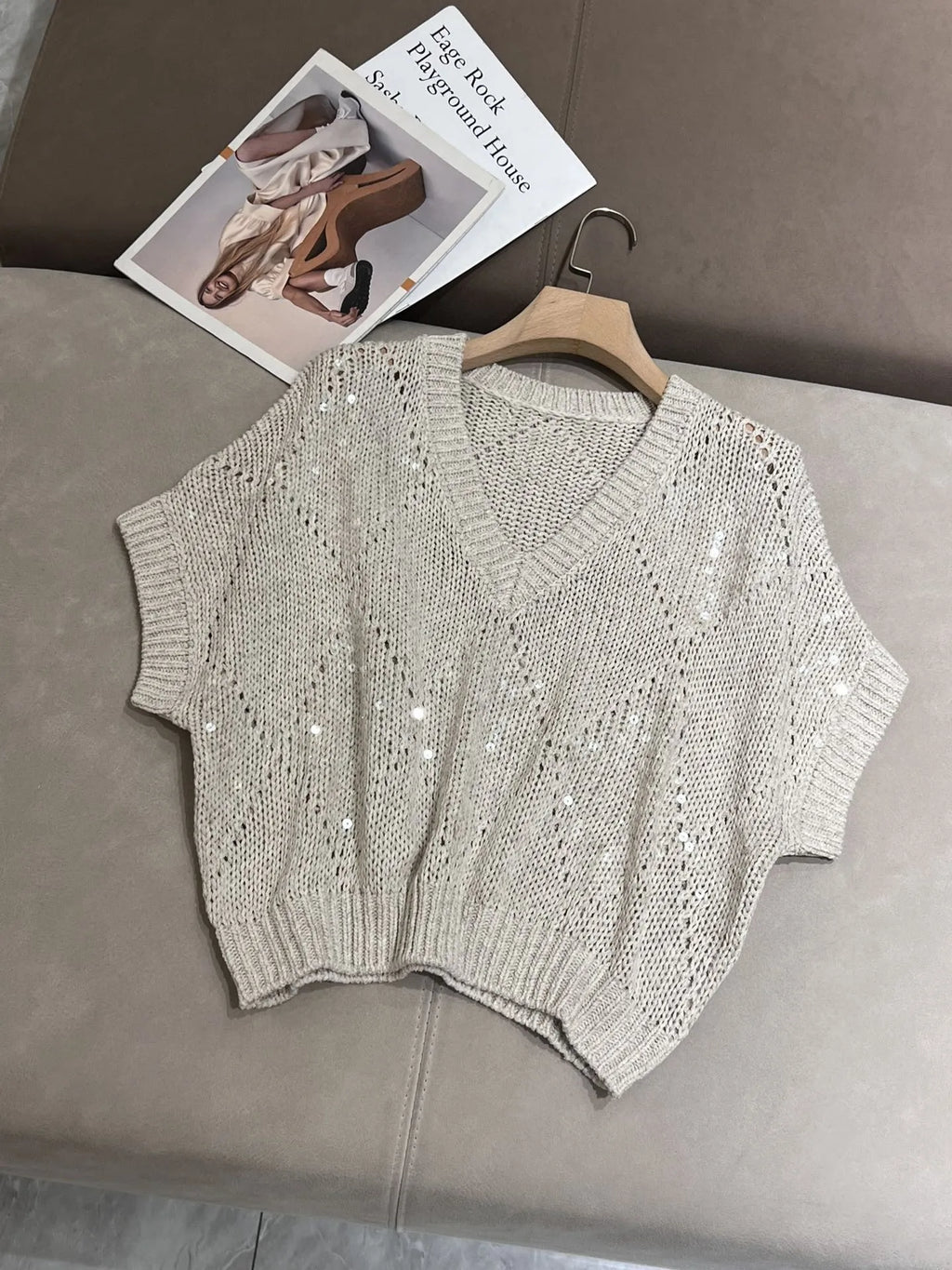 Top de Algodón y Lino con Lentejuela
