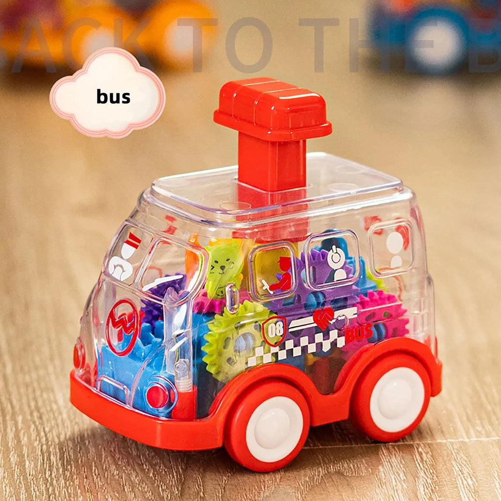 Coche de Juguete con Engranajes Visibles y Sistema de Inercia