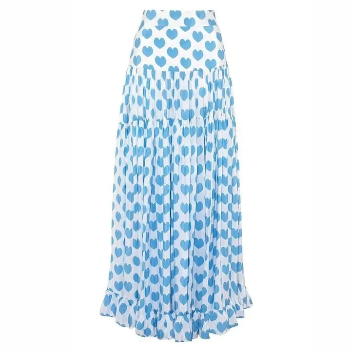 Bikini de Tres Piezas con Estampado de Corazones y Lazo – Incluye Falda y Pantalón Corto