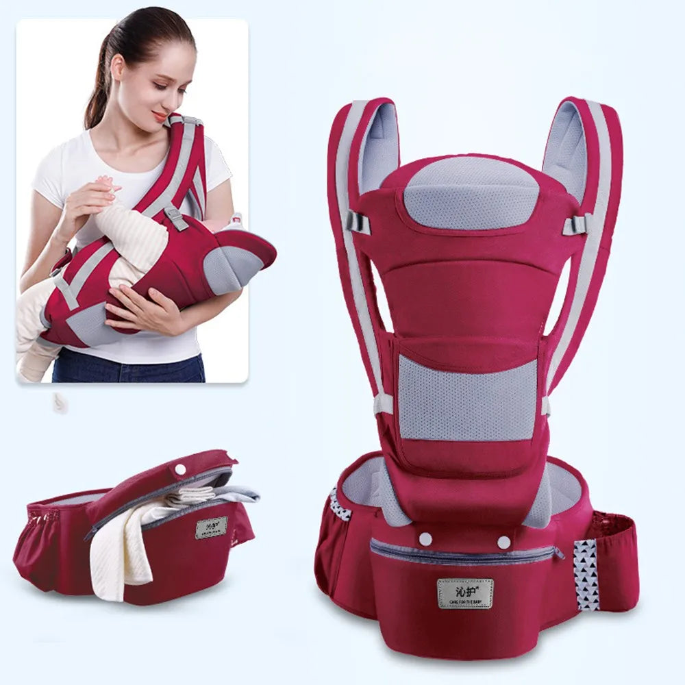 Mochila Portabebés Ergonómica 3 en 1 con Asiento de Cadera y Soporte Lumbar – Modelo Kangaroo 2026