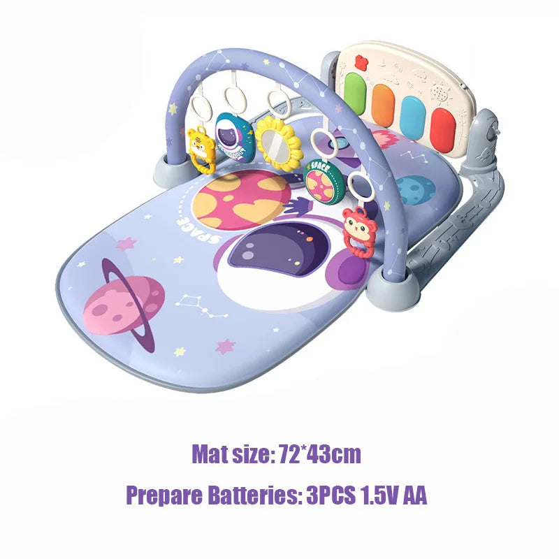 Manta de juego para bebés de 0-12 meses con colgantes adorables, actividades de estimulación temprana, piano musical de pedal y juguetes musicales para recién nacidos.