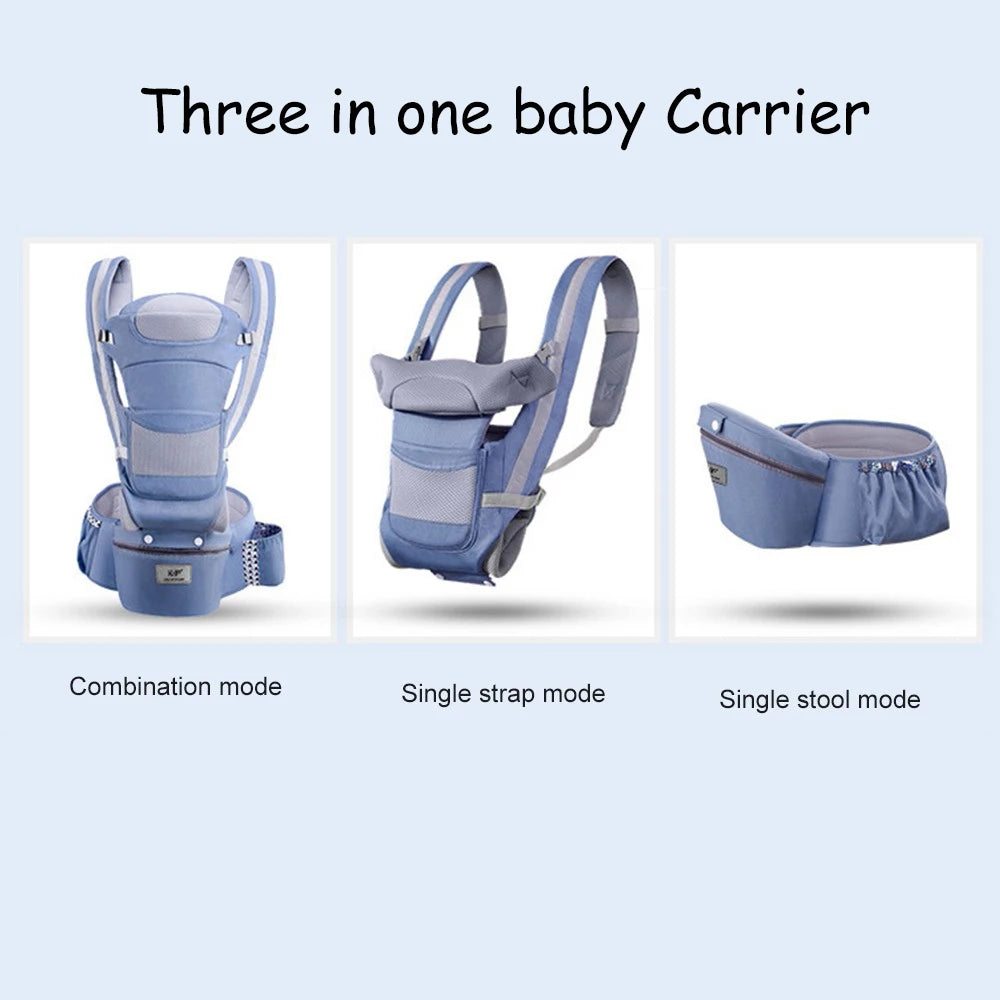 Mochila Portabebés Ergonómica 3 en 1 con Asiento de Cadera y Soporte Lumbar – Modelo Kangaroo 2026