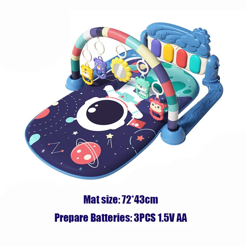 Manta de juego para bebés de 0-12 meses con colgantes adorables, actividades de estimulación temprana, piano musical de pedal y juguetes musicales para recién nacidos.