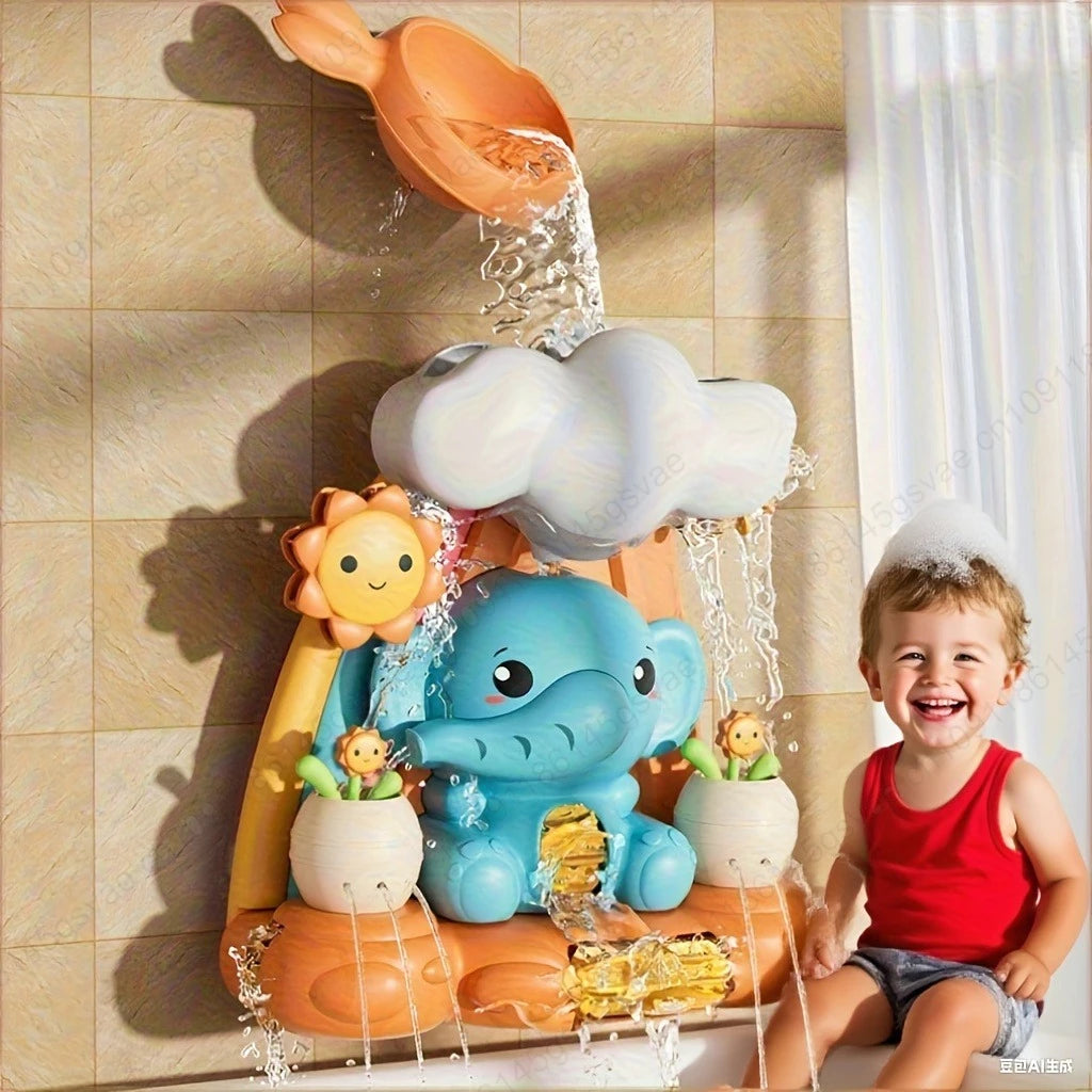 Juguete de Baño para Bebés: Elefante con Rueda de Agua y Ventosas Giratorias