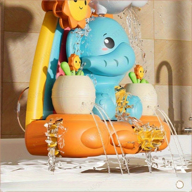 Juguete de Baño para Bebés: Elefante con Rueda de Agua y Ventosas Giratorias