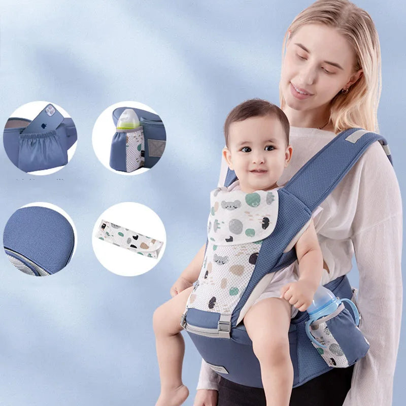 Mochila Portabebés Ergonómica 3 en 1 con Asiento de Cadera y Soporte Lumbar – Modelo Kangaroo 2026