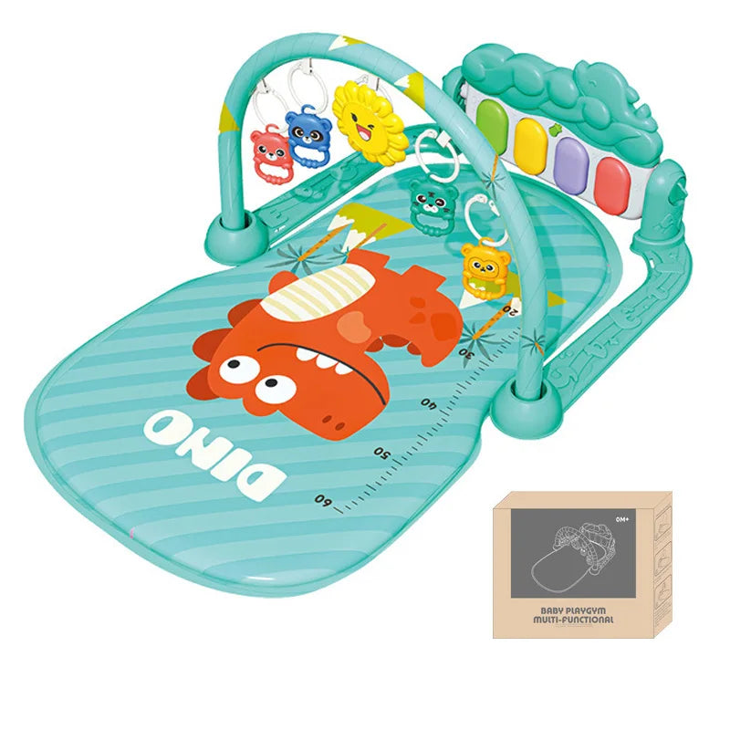 Manta de juego para bebés de 0-12 meses con colgantes adorables, actividades de estimulación temprana, piano musical de pedal y juguetes musicales para recién nacidos.