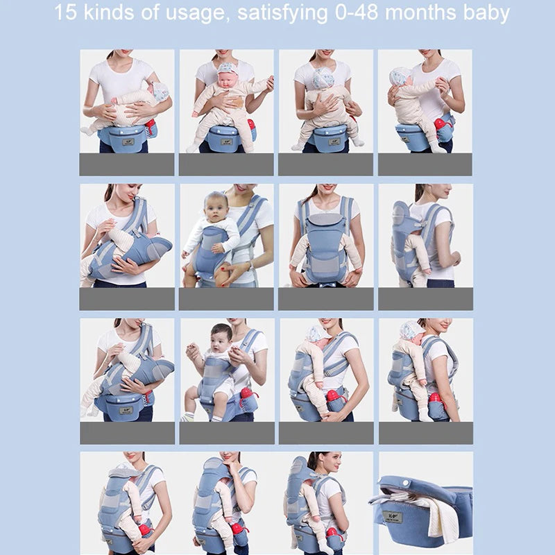 Mochila Portabebés Ergonómica 3 en 1 con Asiento de Cadera y Soporte Lumbar – Modelo Kangaroo 2026
