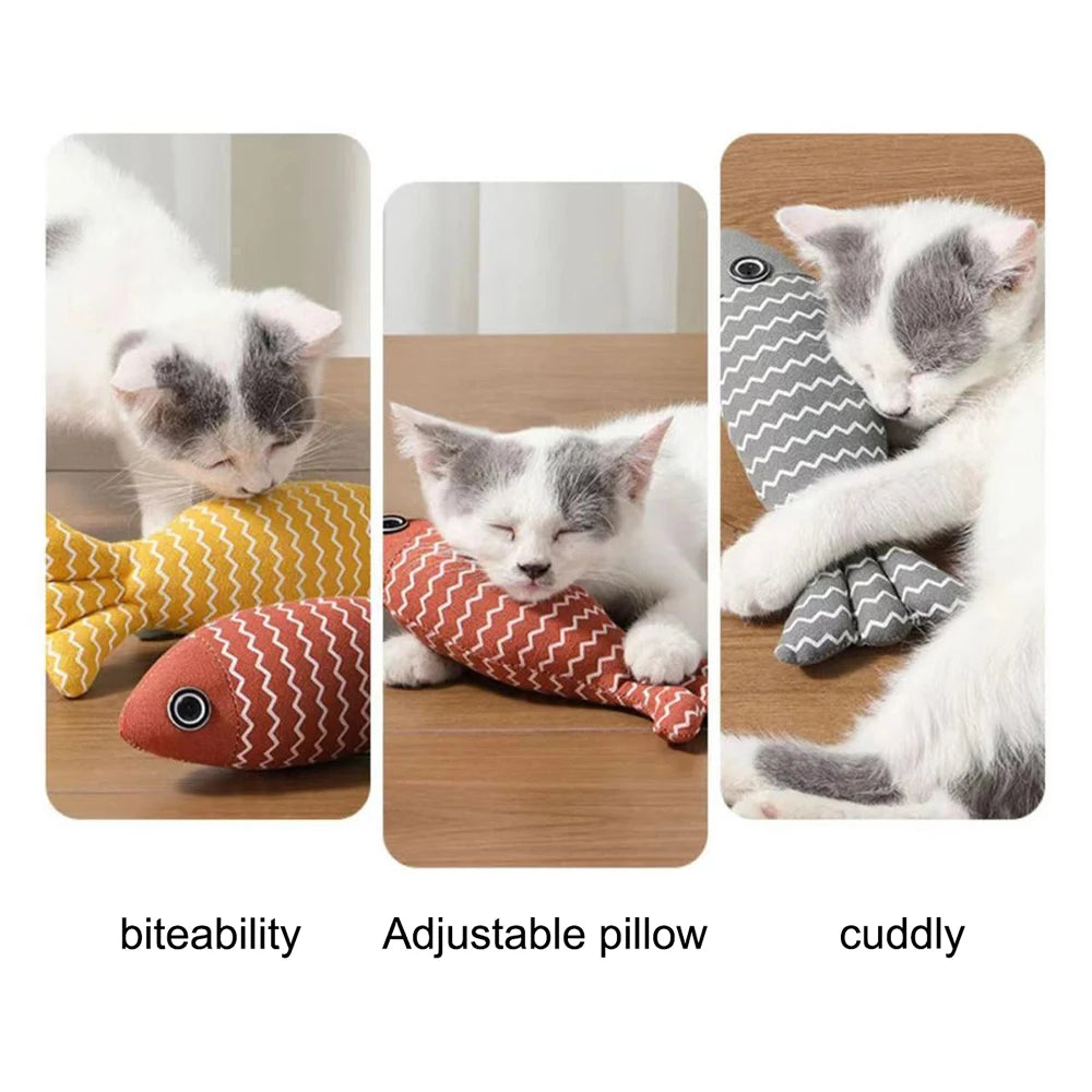 Juguete para Gatos de Arpillera con Forma de Pez - Divertido Juguete con Catnip (Menta Gatuna) para Morder y Jugar en Interiores