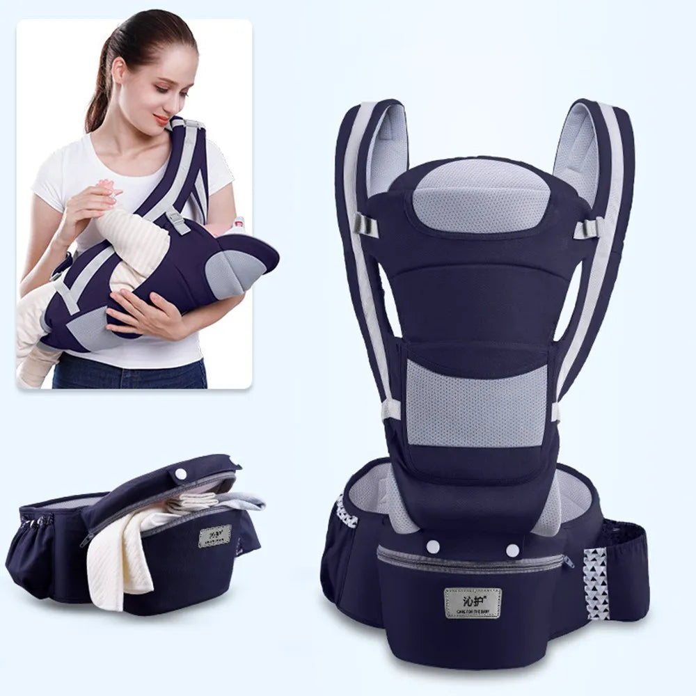 Mochila Portabebés Ergonómica 3 en 1 con Asiento de Cadera y Soporte Lumbar – Modelo Kangaroo 2026