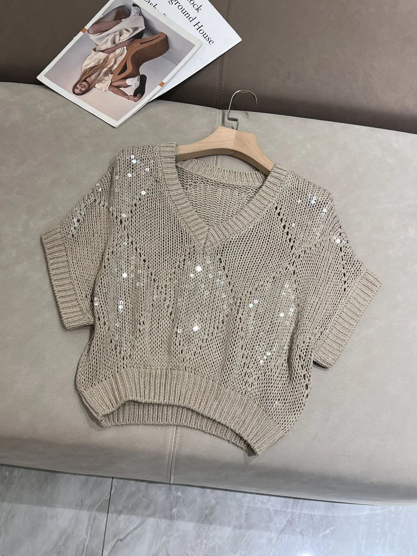 Top de Algodón y Lino con Lentejuela