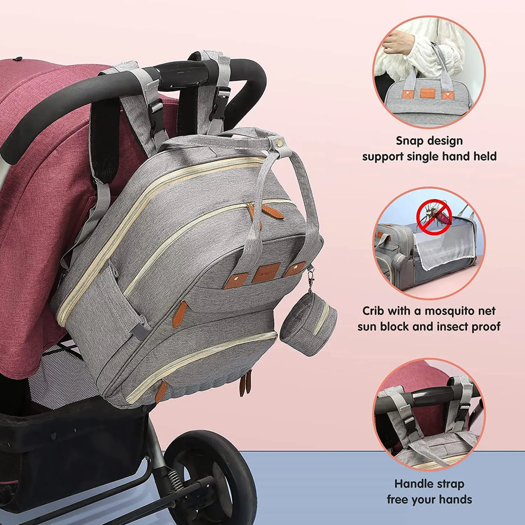 Mochila Portátil para Bebé con Cama Extensible – Bolso de Viaje Impermeable y Cambiador 3 en 1