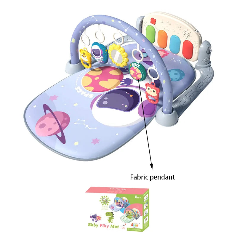 Manta de juego para bebés de 0-12 meses con colgantes adorables, actividades de estimulación temprana, piano musical de pedal y juguetes musicales para recién nacidos.