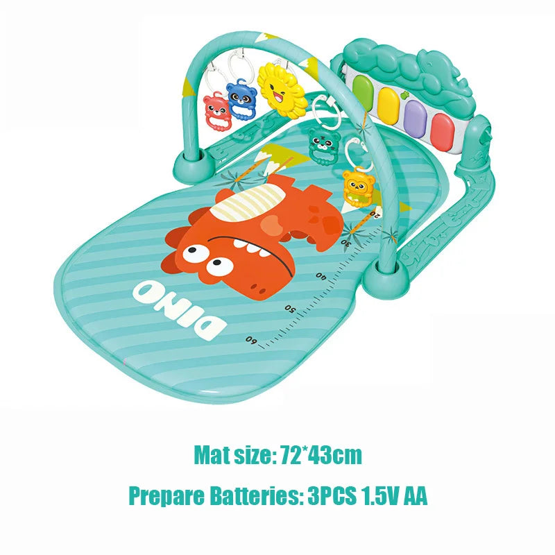 Manta de juego para bebés de 0-12 meses con colgantes adorables, actividades de estimulación temprana, piano musical de pedal y juguetes musicales para recién nacidos.