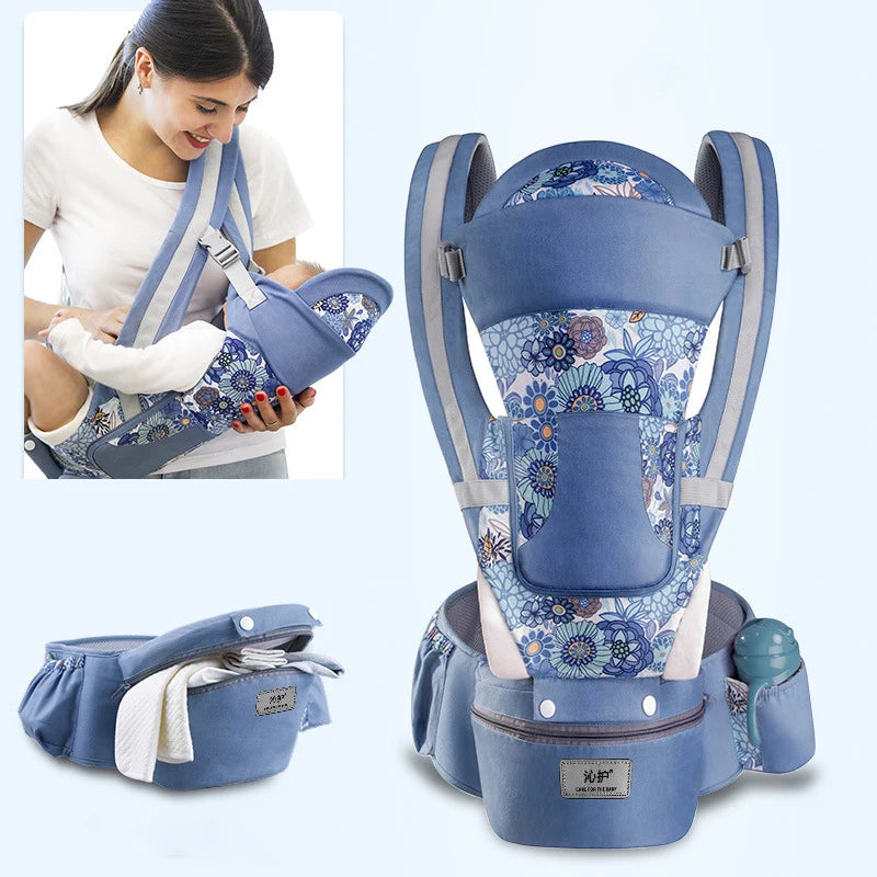 Mochila Portabebés Ergonómica 3 en 1 con Asiento de Cadera y Soporte Lumbar – Modelo Kangaroo 2026