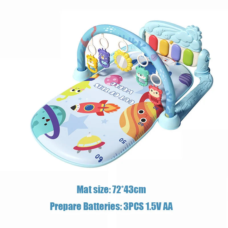 Manta de juego para bebés de 0-12 meses con colgantes adorables, actividades de estimulación temprana, piano musical de pedal y juguetes musicales para recién nacidos.