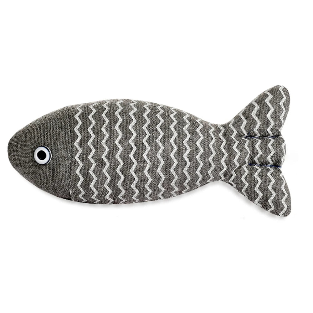 Juguete para Gatos de Arpillera con Forma de Pez - Divertido Juguete con Catnip (Menta Gatuna) para Morder y Jugar en Interiores