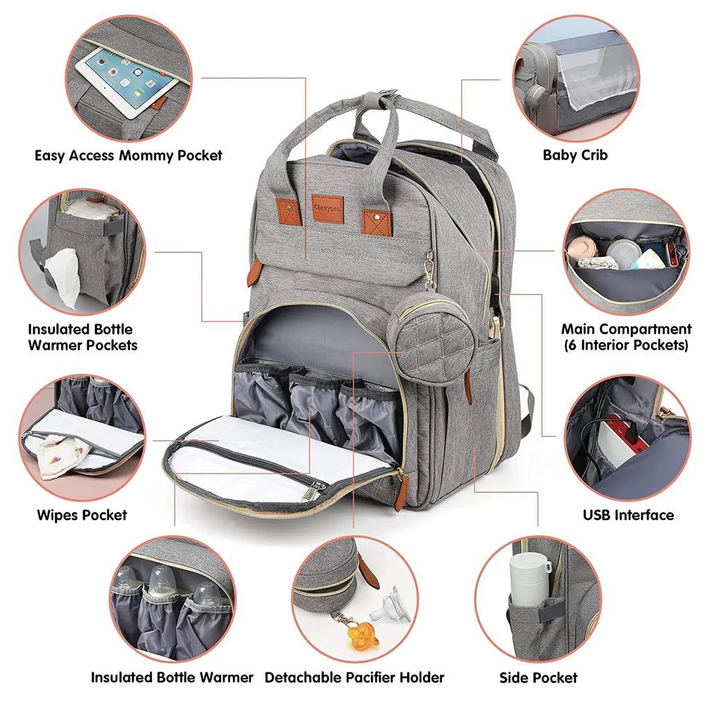 Mochila Portátil para Bebé con Cama Extensible – Bolso de Viaje Impermeable y Cambiador 3 en 1